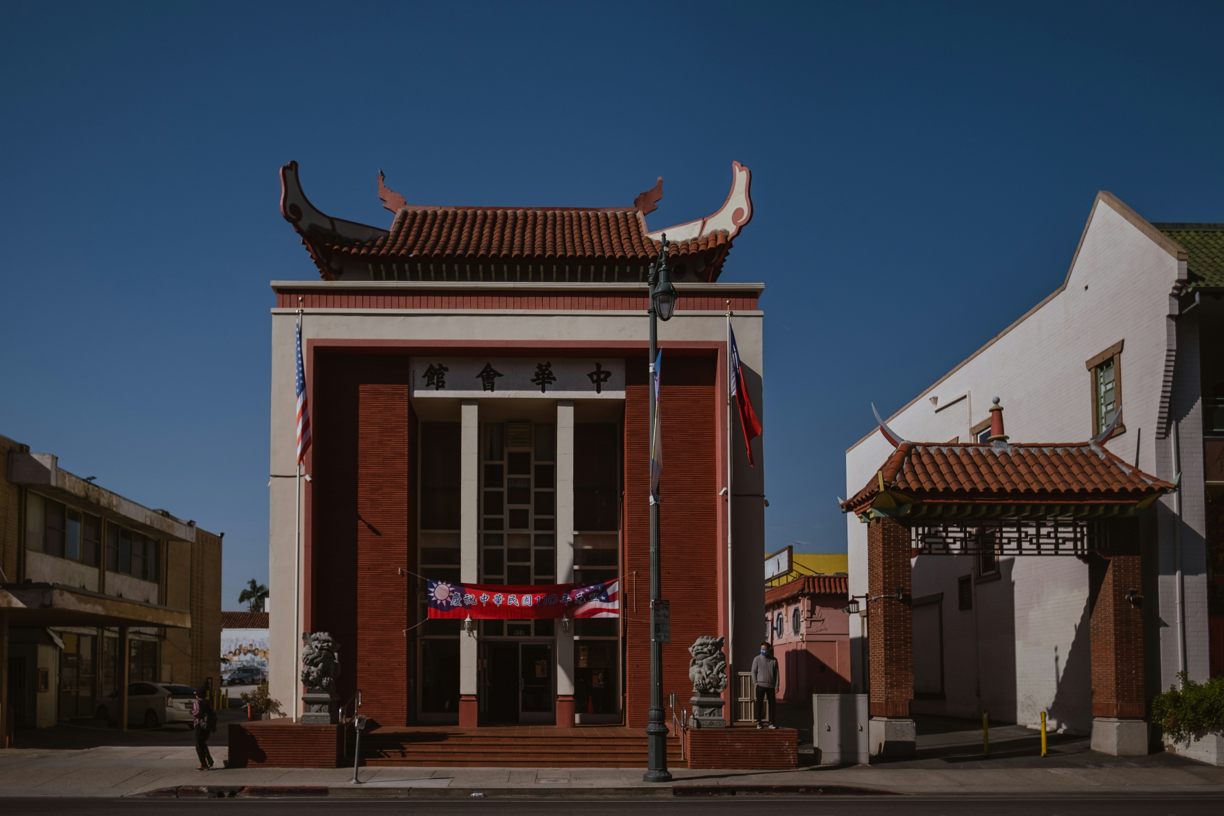 Bank building in Chinatown, Los Angeles.