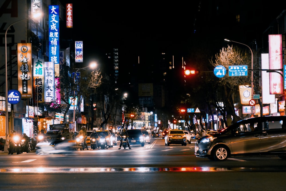 cars on road during night time