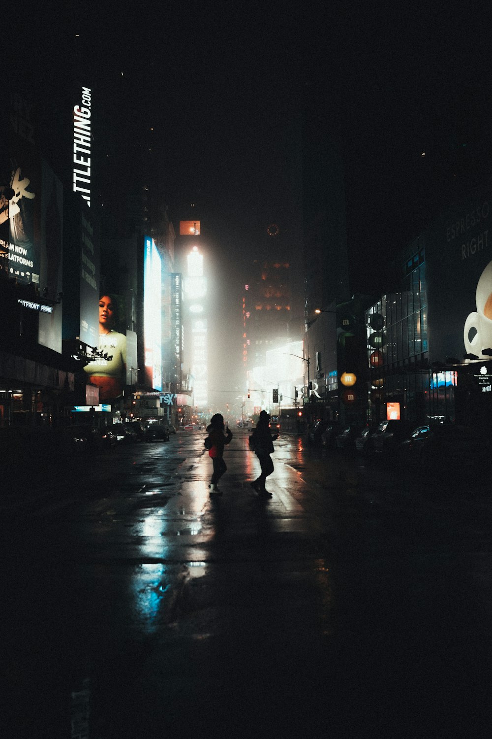 people walking on street during night time