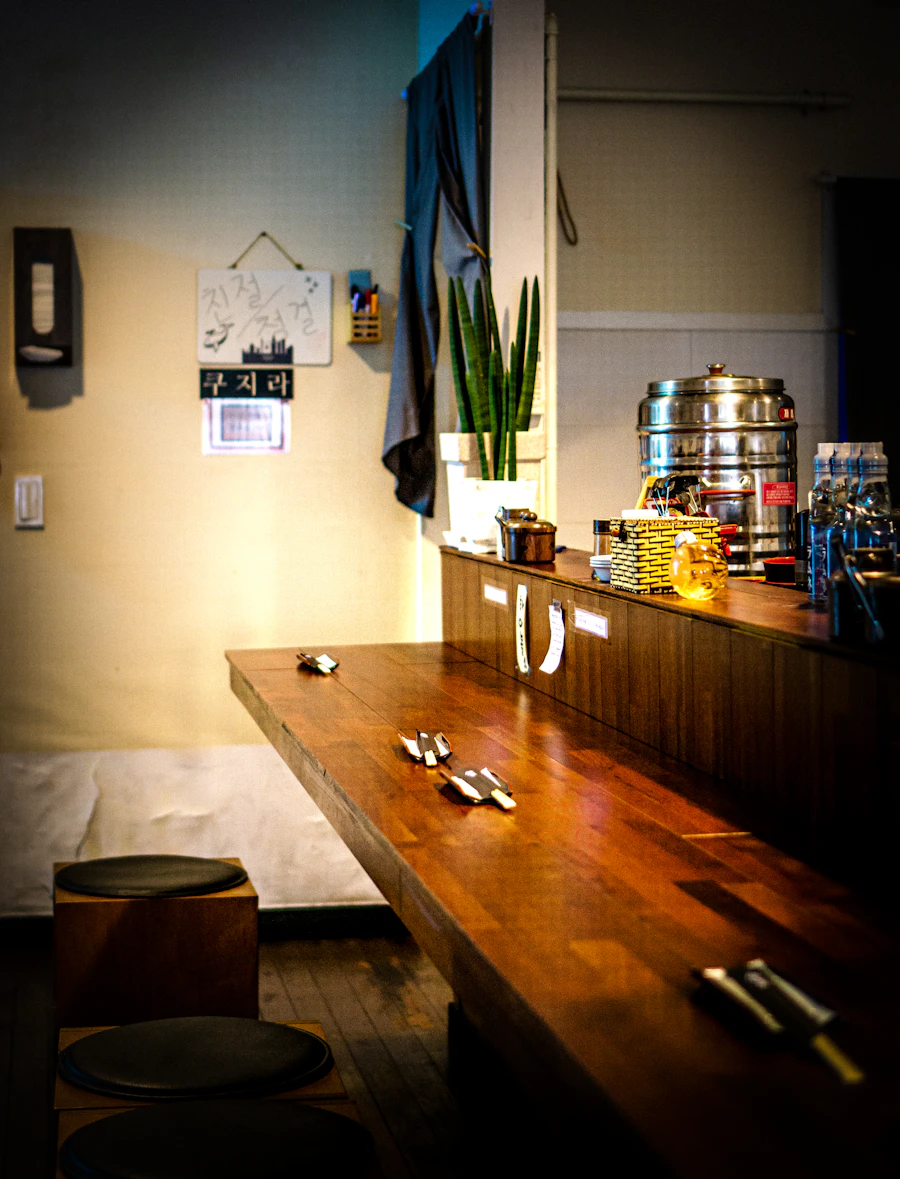 Long Walnut Counter wooden table