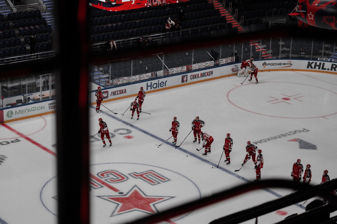 people playing ice hockey on field