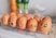 brown eggs on white tray