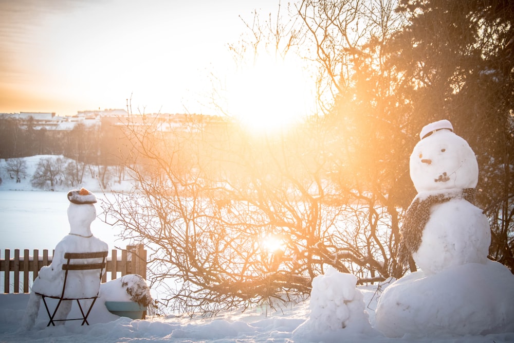 brown wooden fence on snow covered ground during daytime