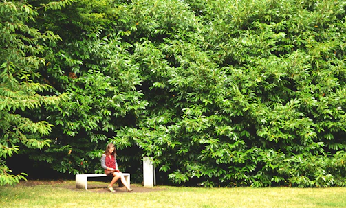 A volunteer gently comforting a young person sitting alone on a park bench.