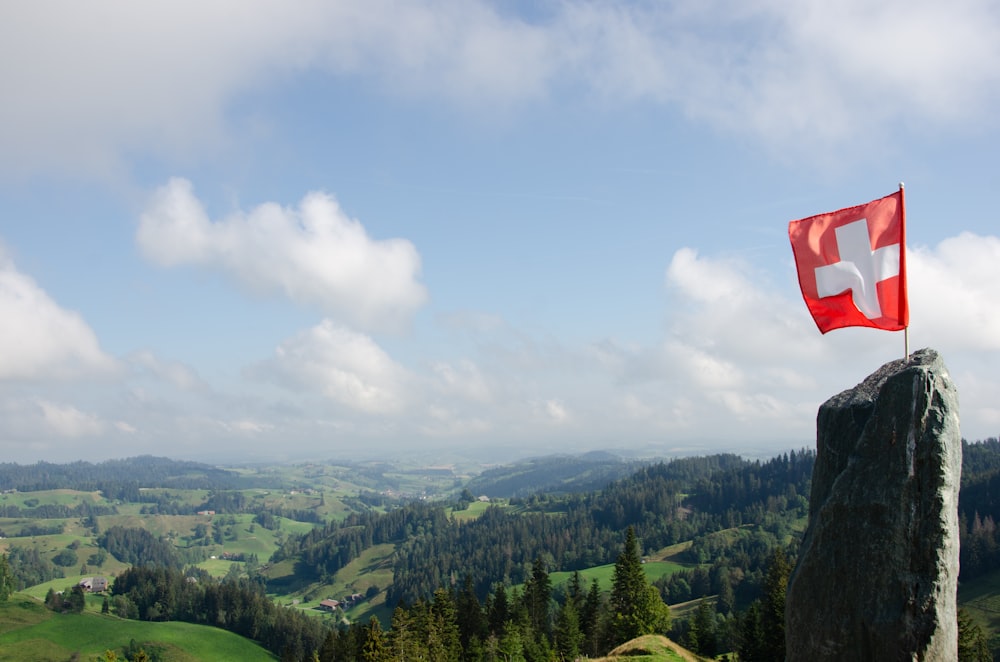 Grüne Bäume auf dem Berg tagsüber unter weißen Wolken