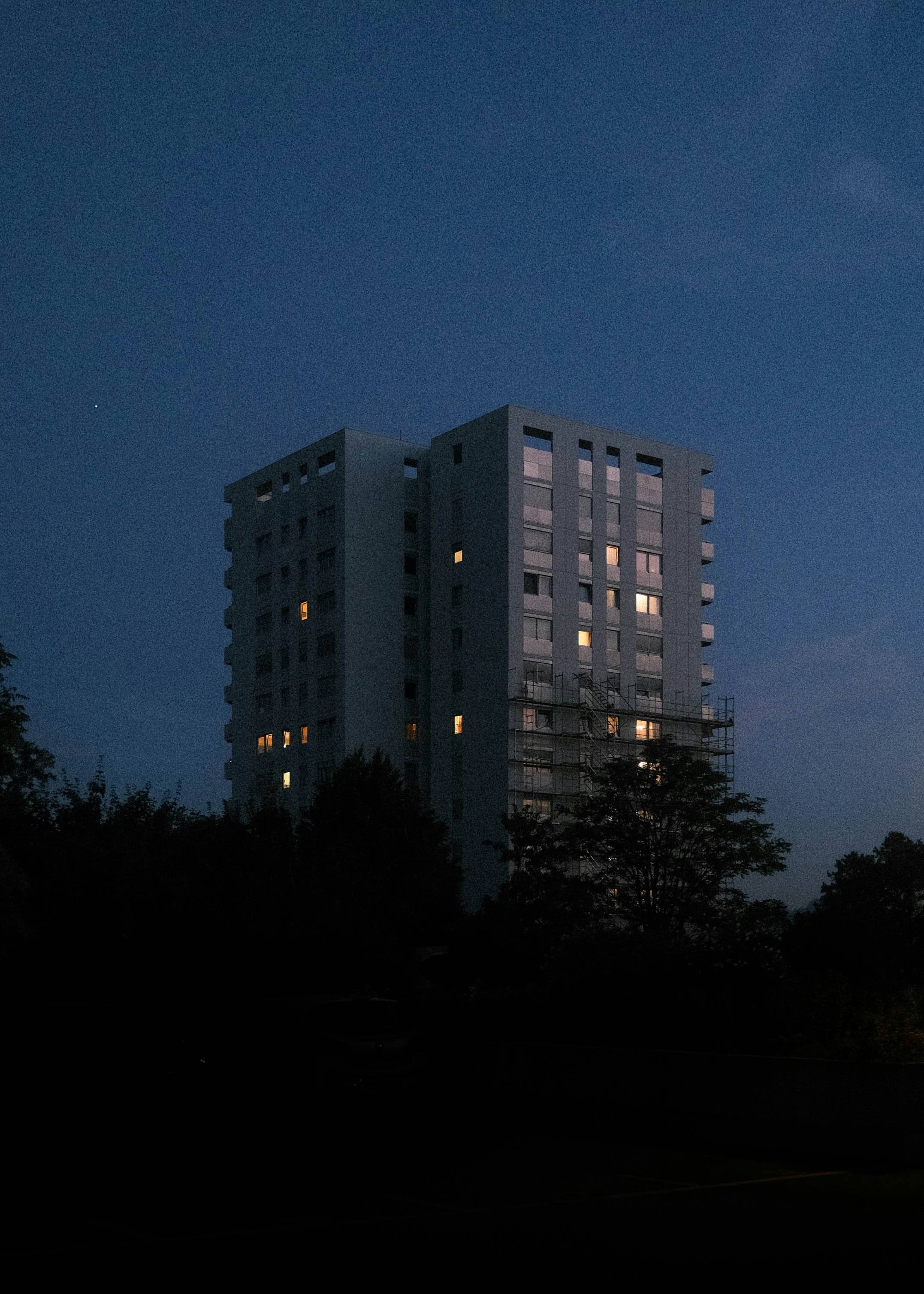 white concrete building during night time