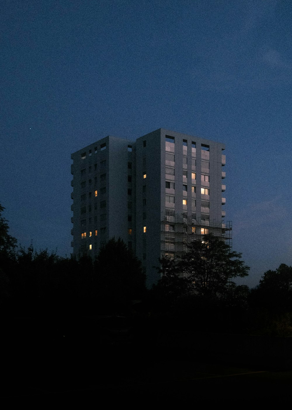 white concrete building during night time