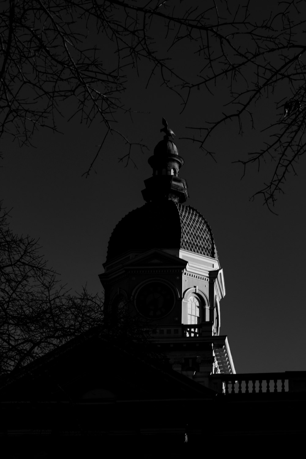 grayscale photo of concrete building