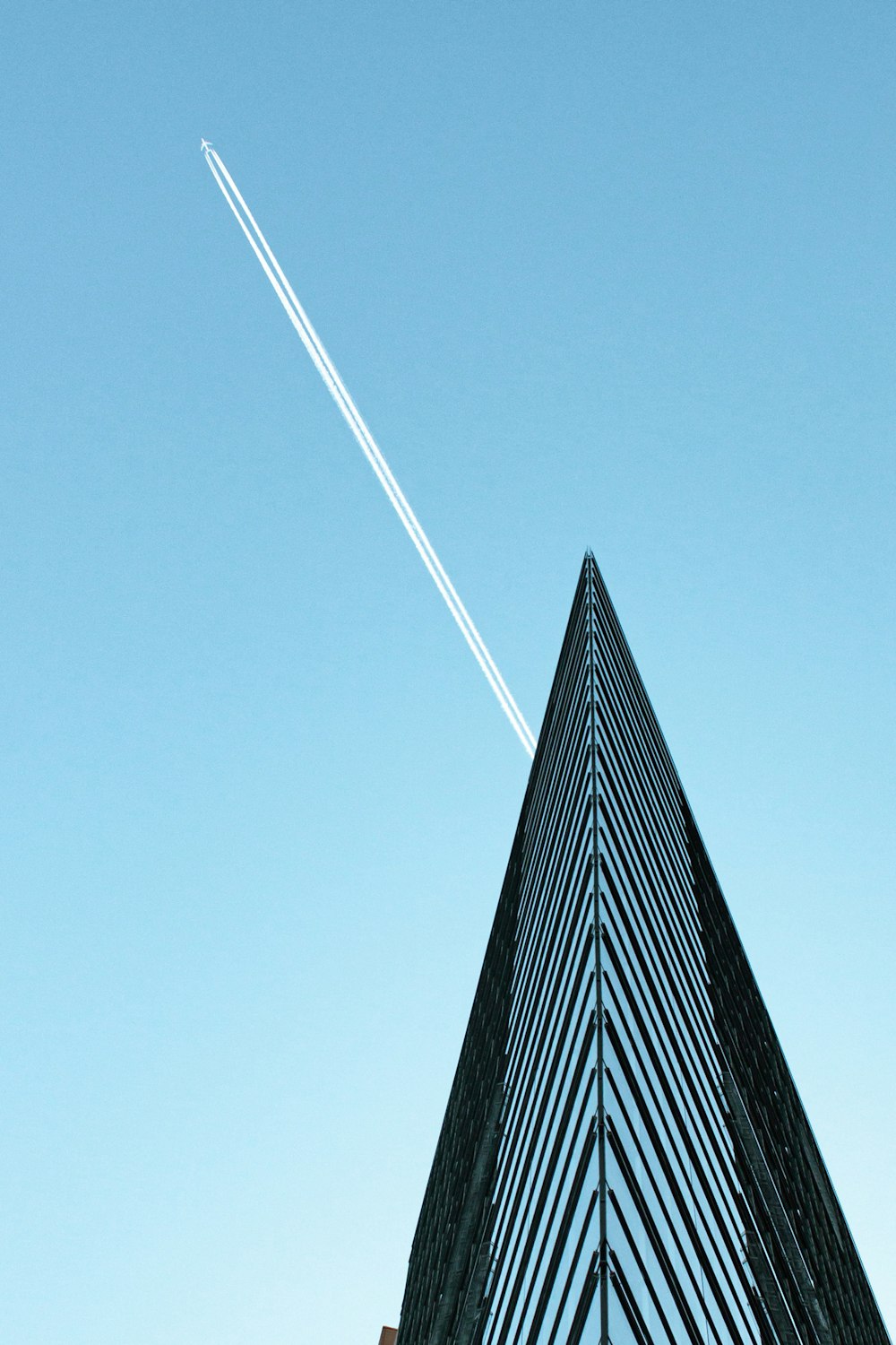 昼間の青空に映える白黒の建物