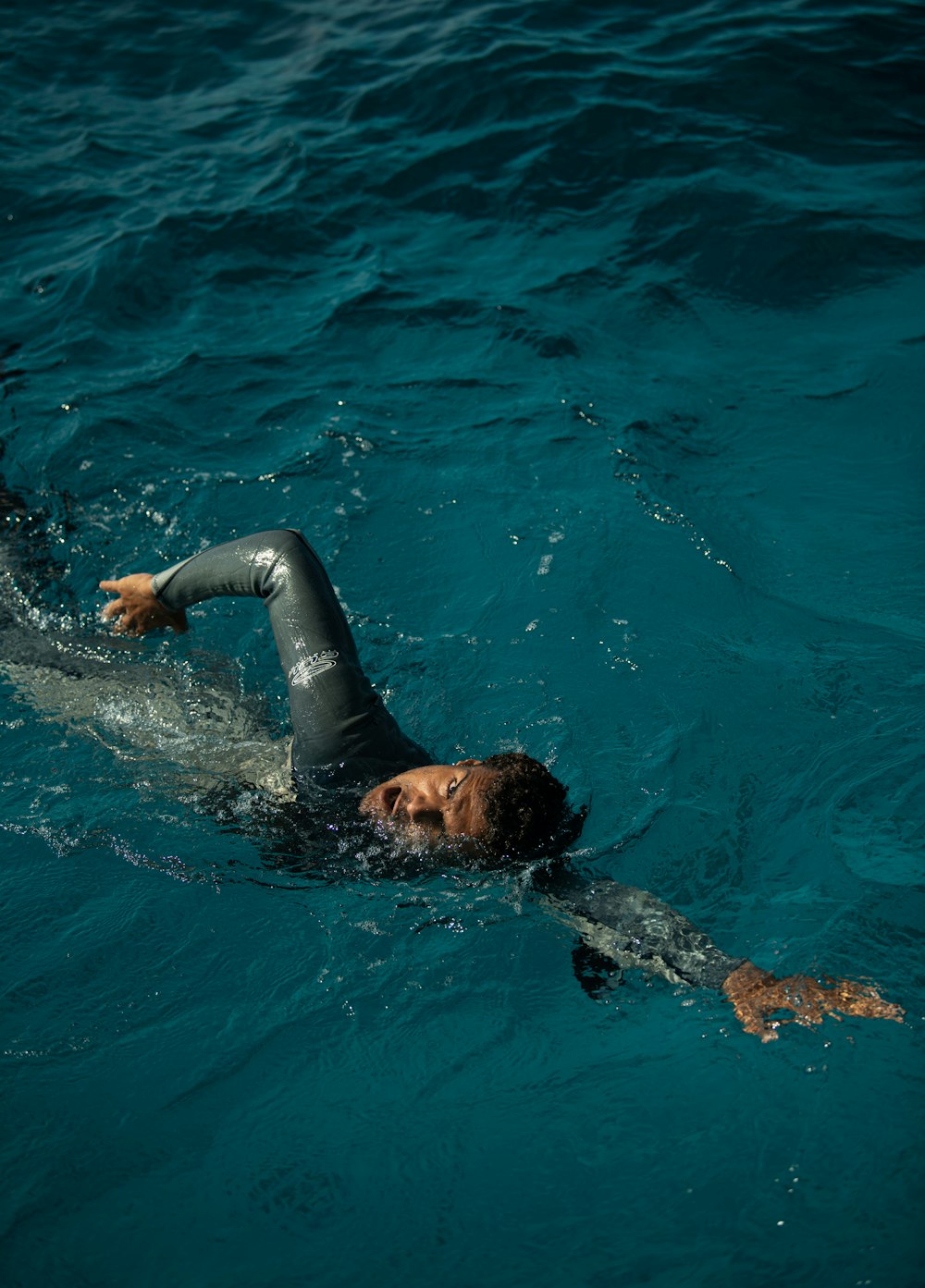 man swimming in the sea