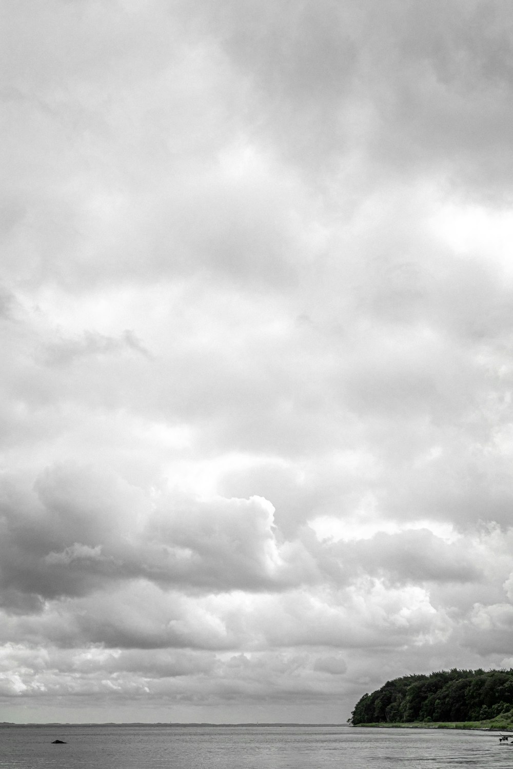 낮 동안 구름의 그레이스케일 사진