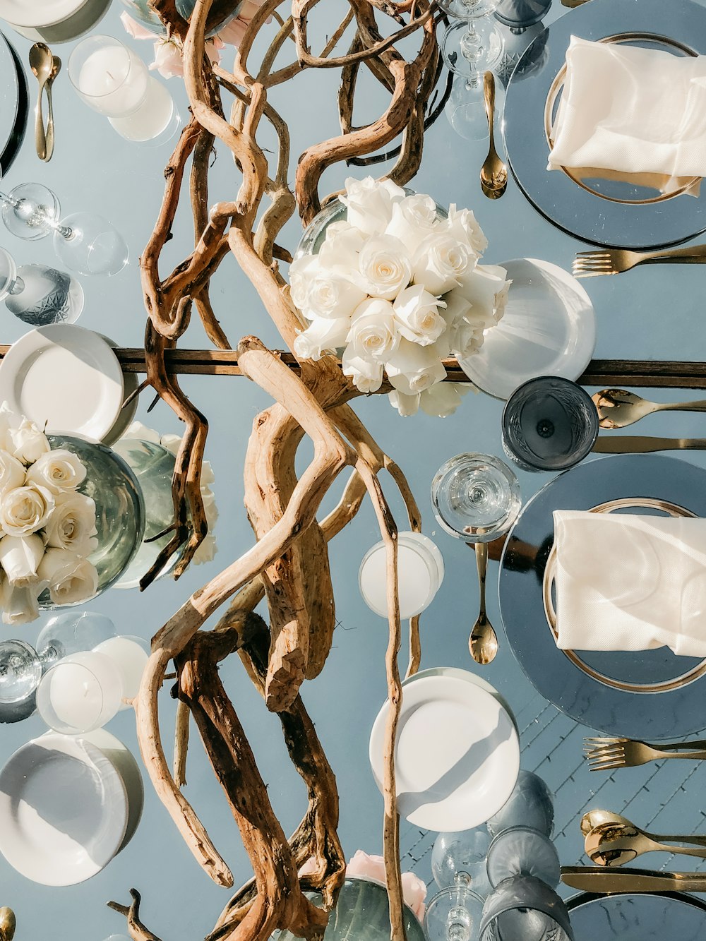 white rose bouquet on white table