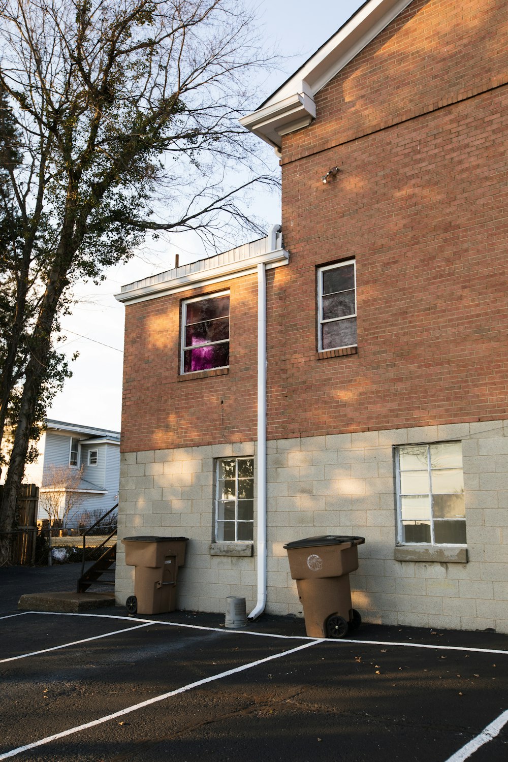 brown concrete building near bare trees during daytime