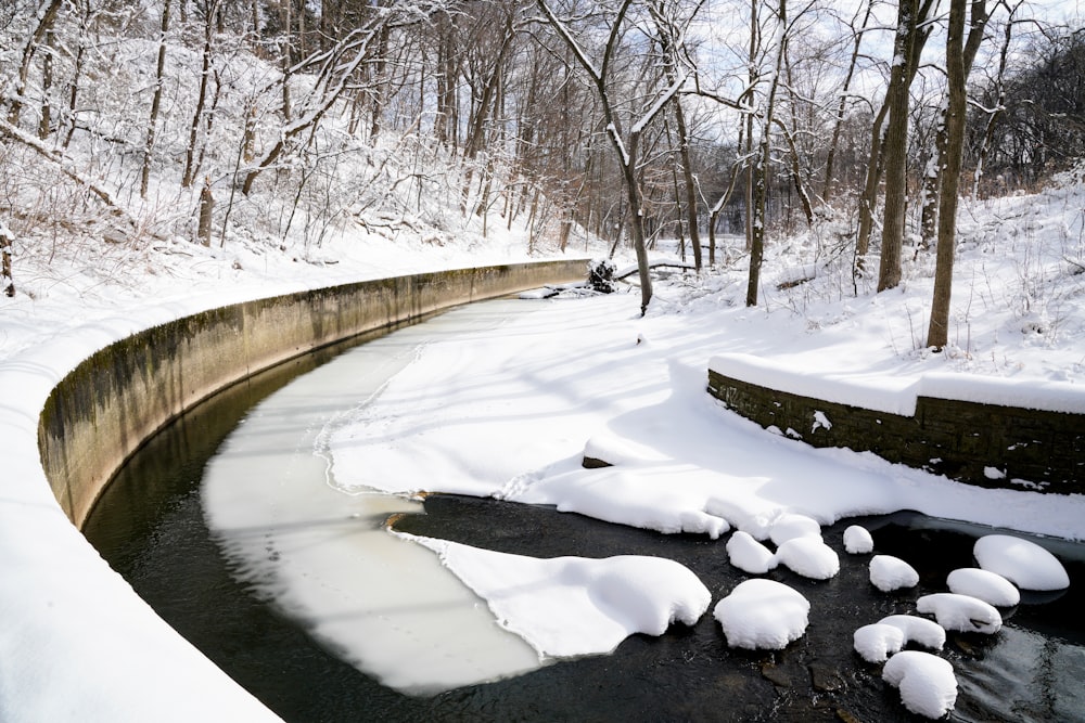 snow covered road during daytime