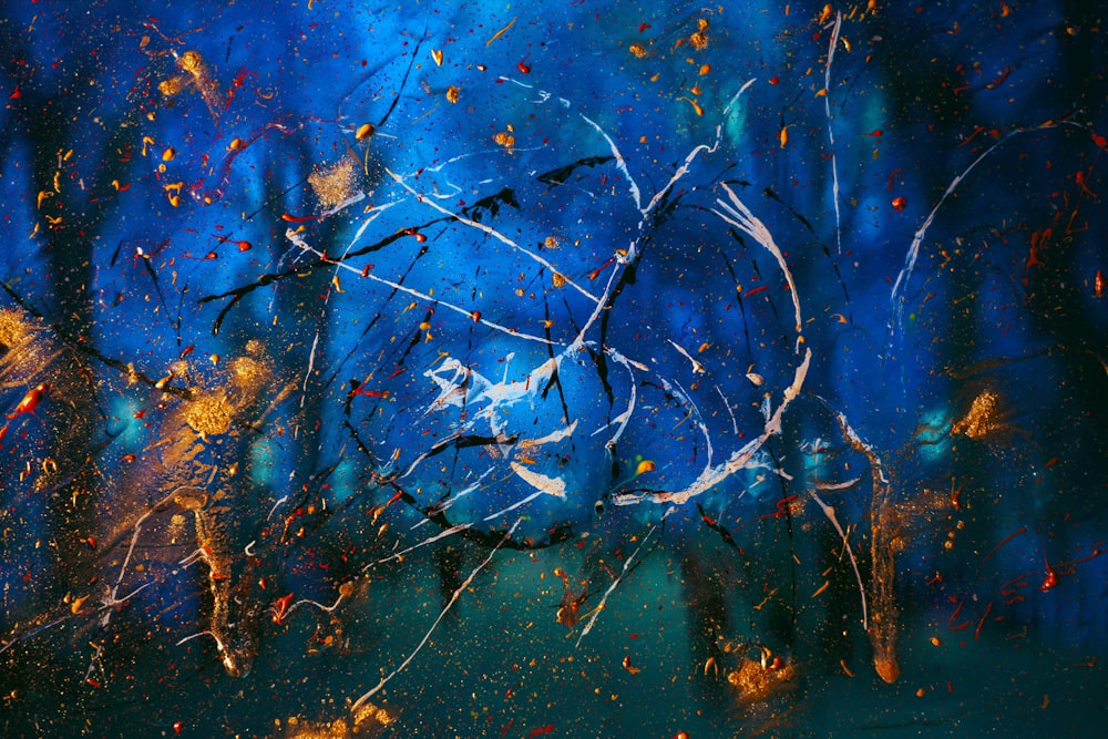 peinture abstraite bleue et marron
