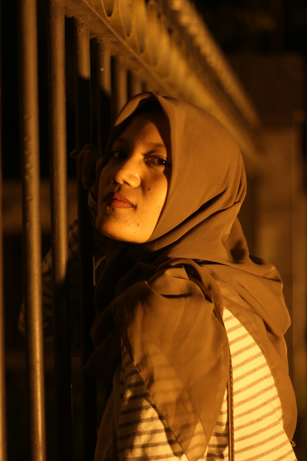 grayscale photo of woman wearing hijab