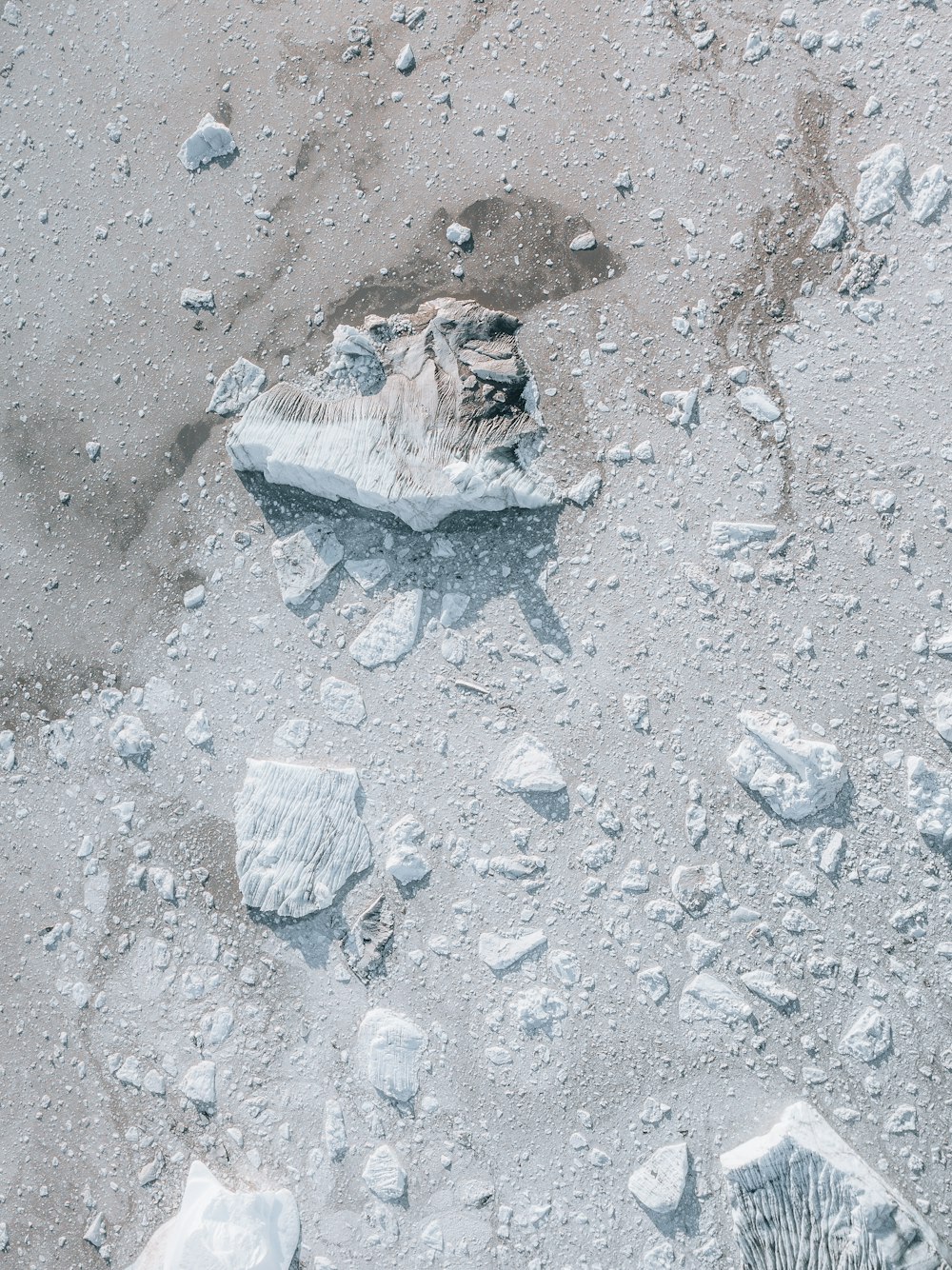 brown and gray stone on gray sand