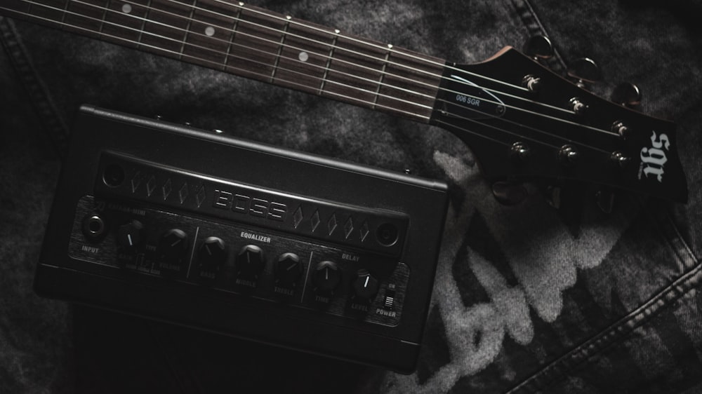 black and brown guitar amplifier