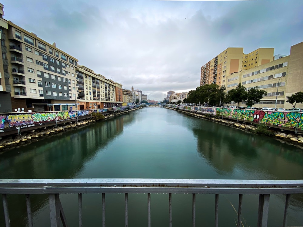 river between buildings during daytime