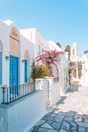 white and blue concrete building