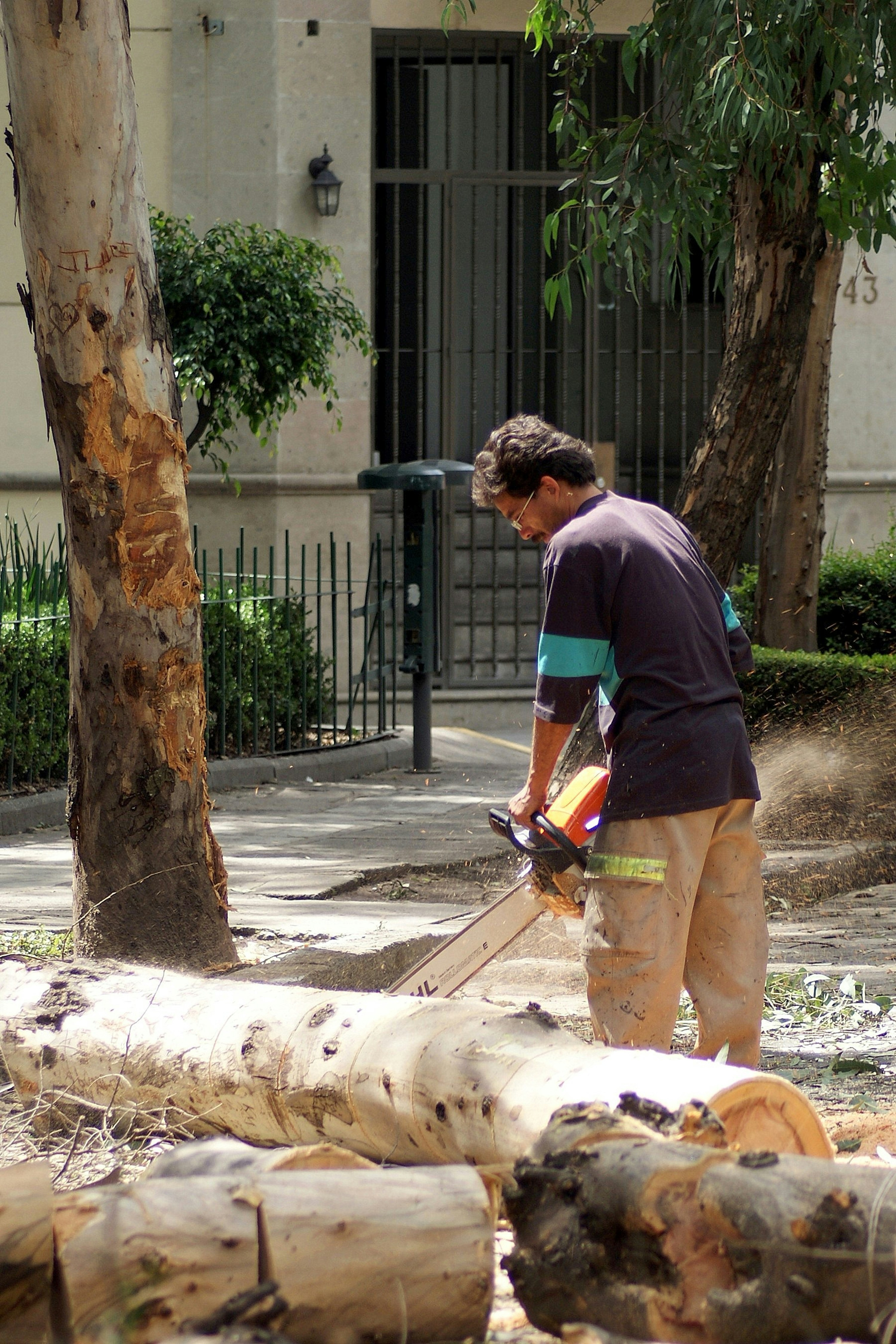 Cleaning up the square.