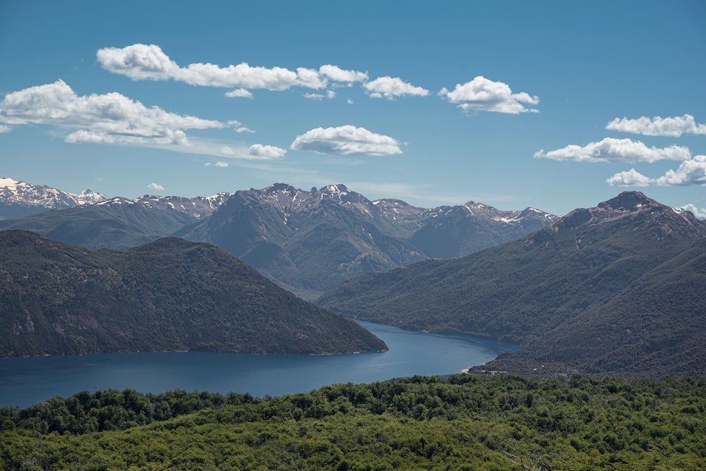 lake in the middle of mountains during daytime