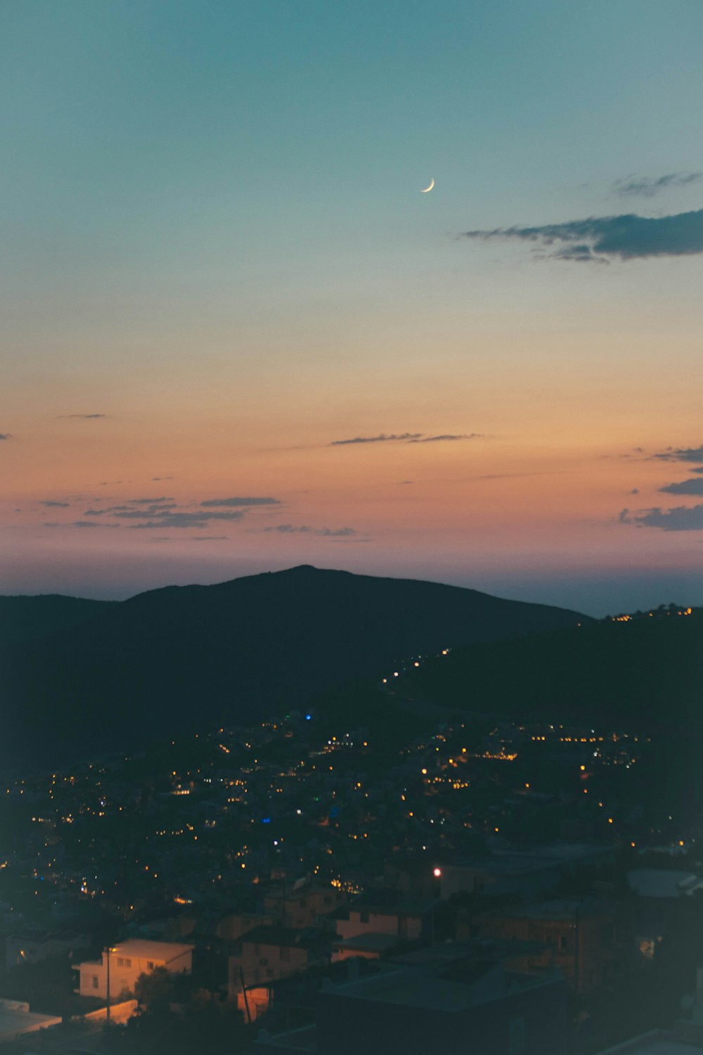 silhouette of mountain during sunset