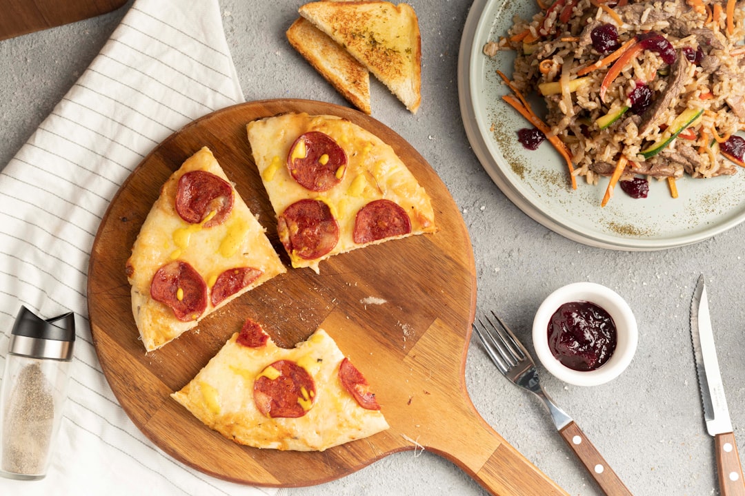 pizza on white ceramic plate