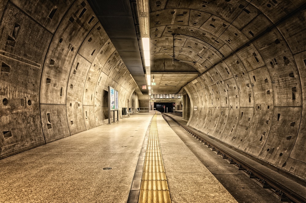 train station with yellow lines