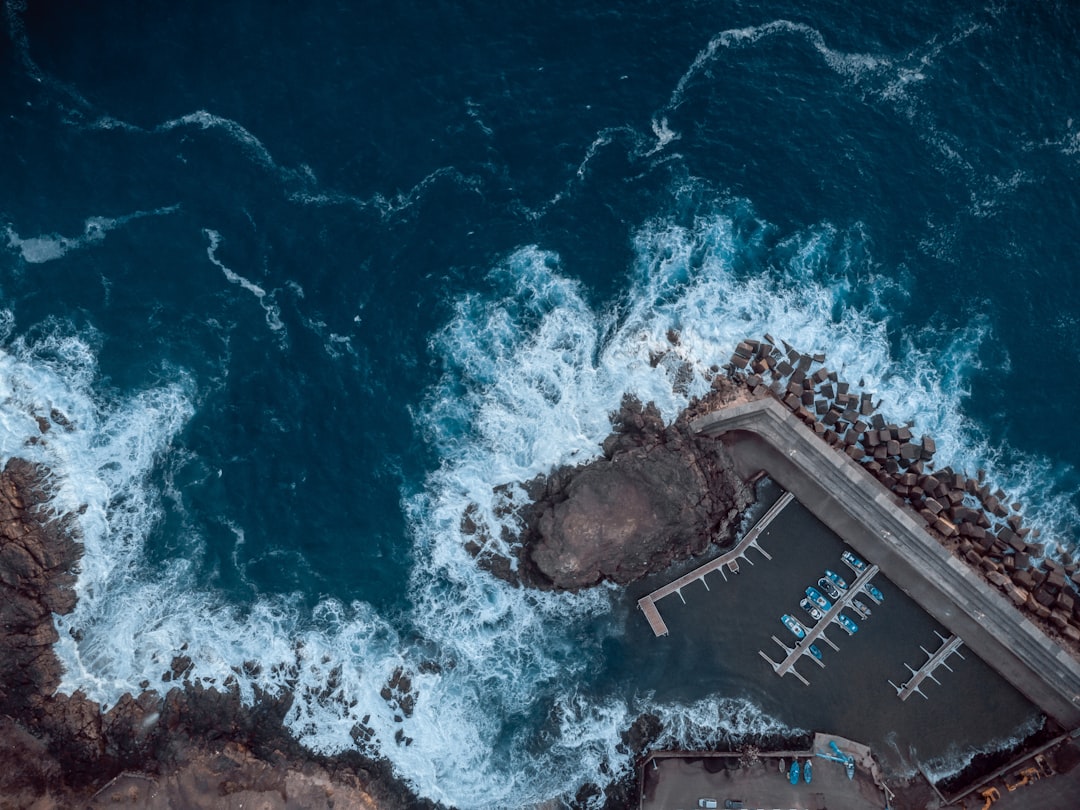 aerial view of sea waves