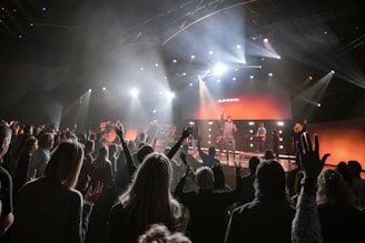 people gathering on concert during night time