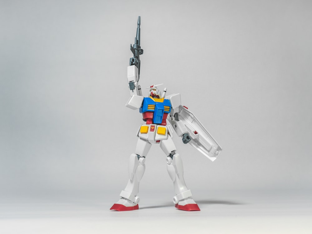 white red and blue robot
