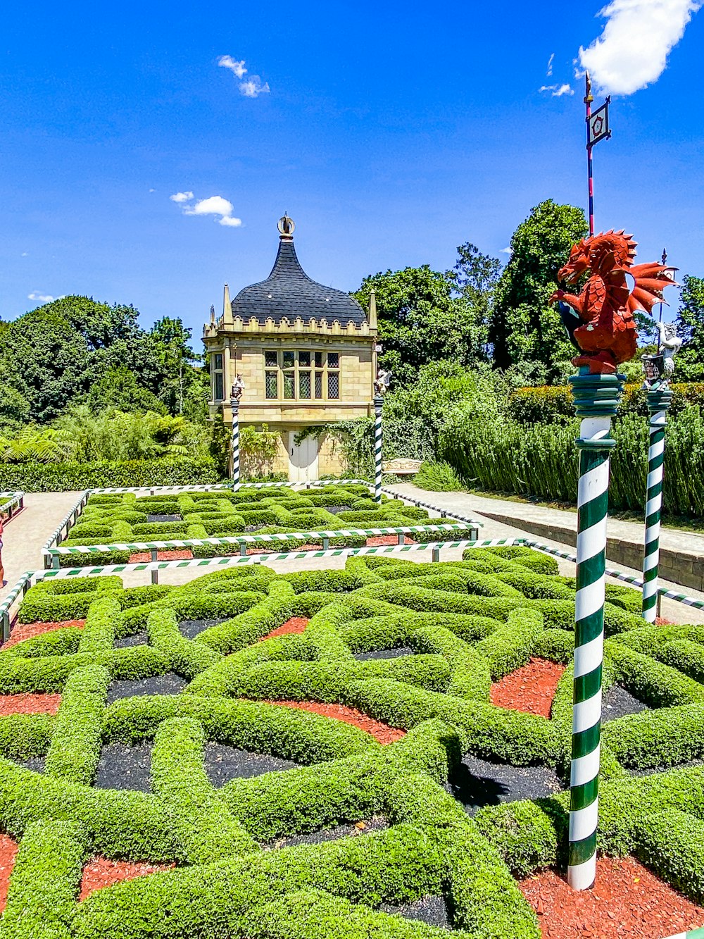 green and red garden decor