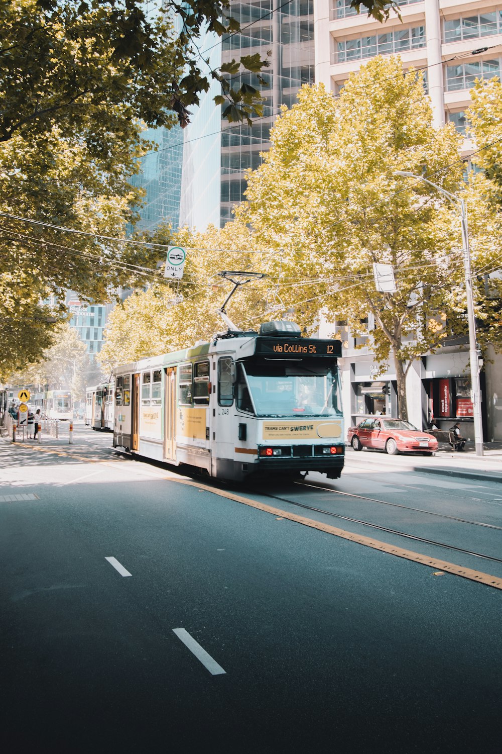 white and green bus on road during daytime