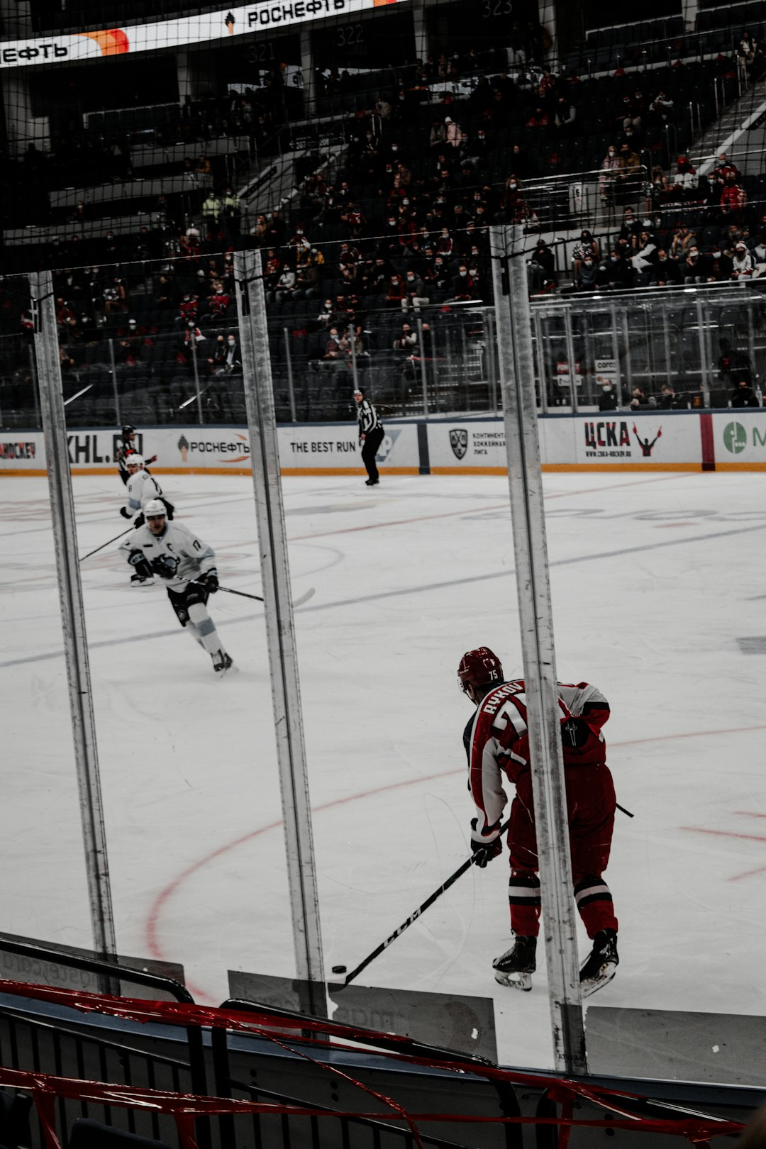 2 men playing ice hockey