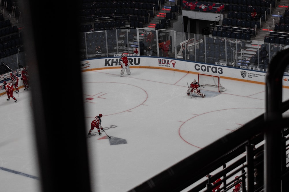 ice hockey players on ice hockey field