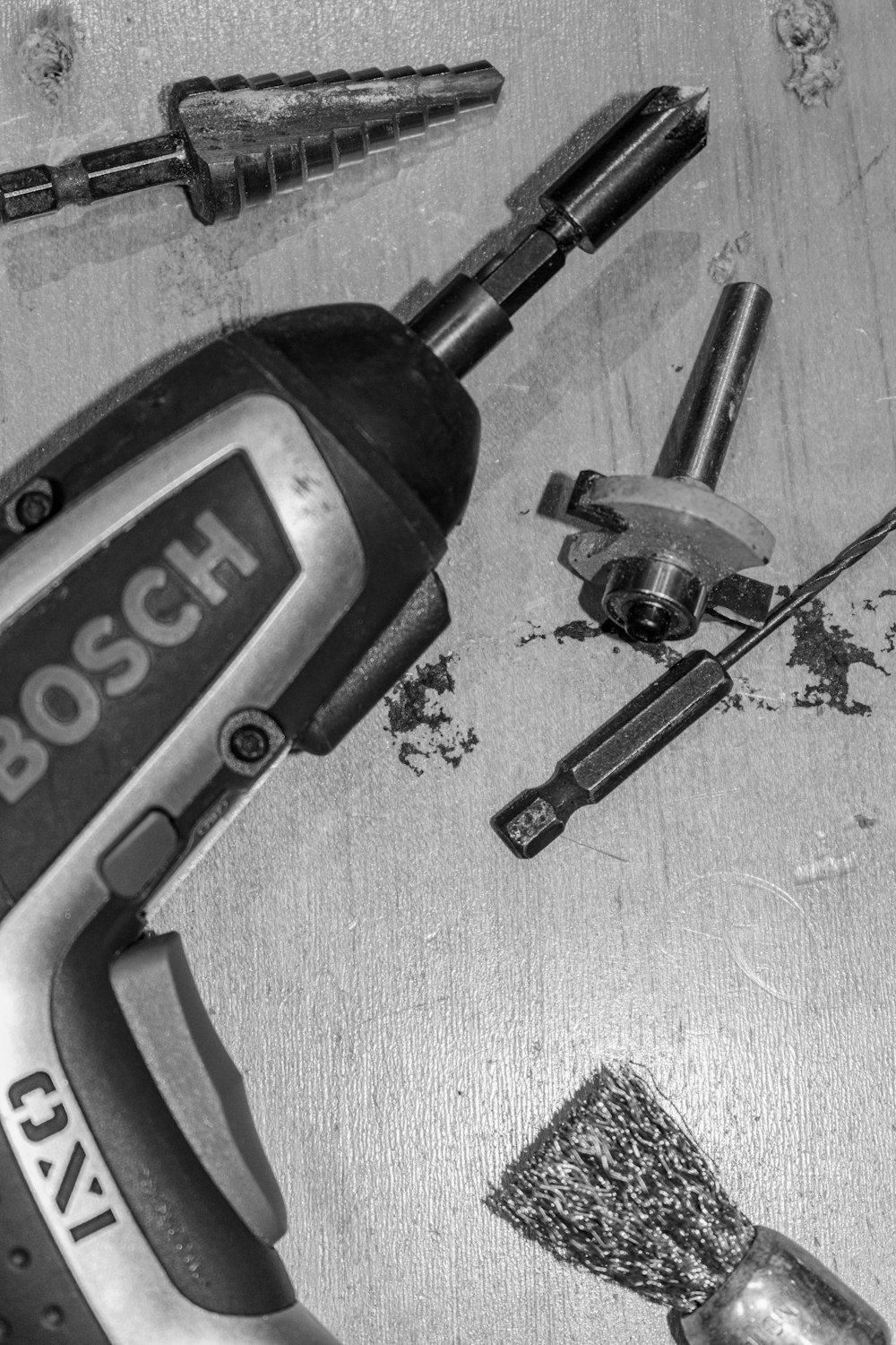 black and gray corded power tool