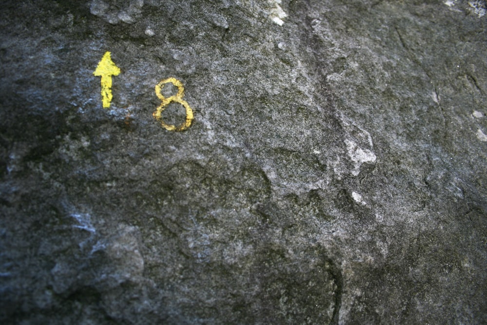 yellow 2 on gray rock