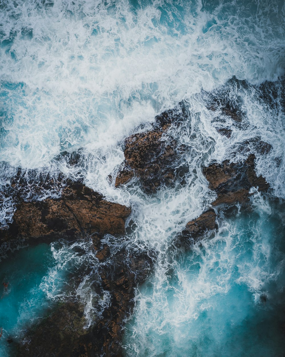 aerial view of ocean waves