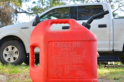 Close-up of a marine fuel consumable container with clear labeling.