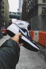 A stylish Jordan shoe captured in a dynamic urban setting.