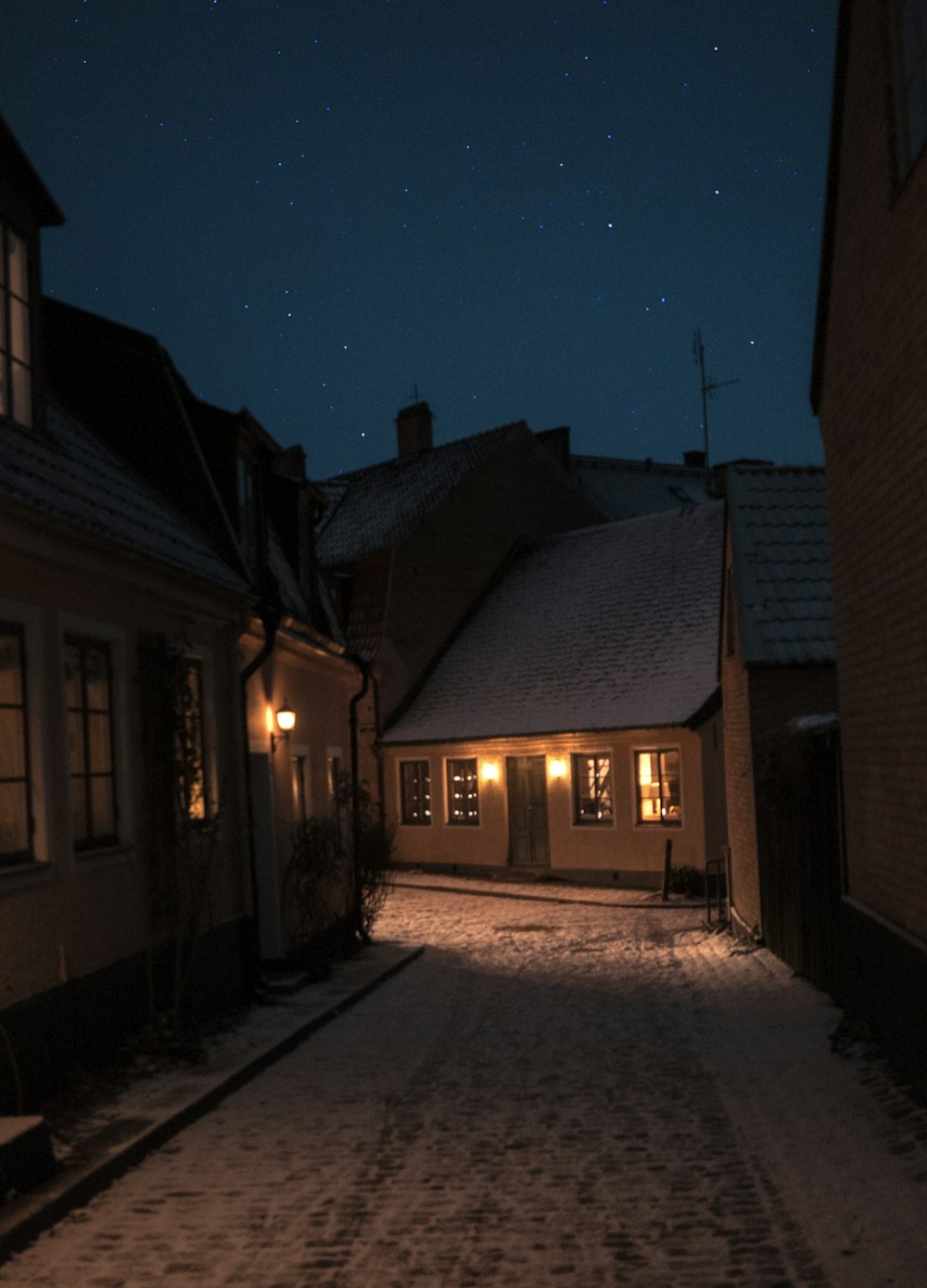 brown concrete house during night time