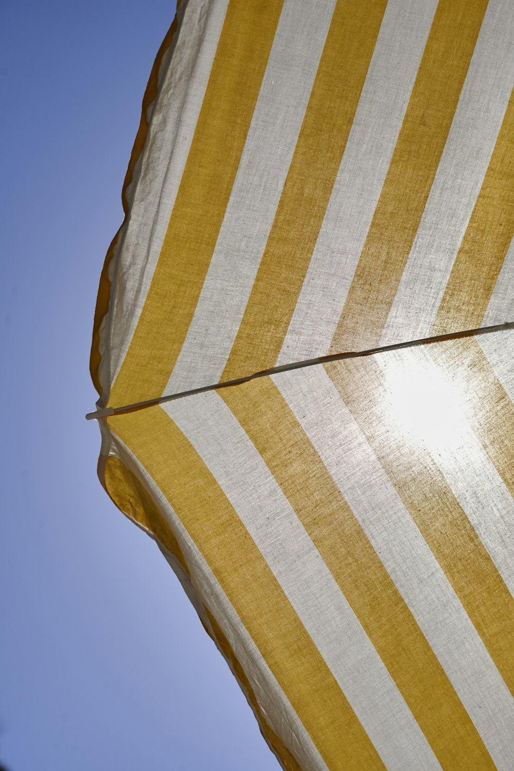 blue and white striped umbrella