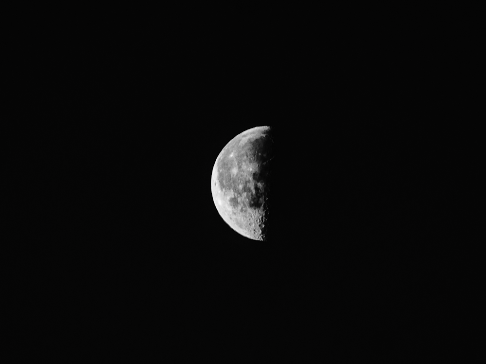 foto em tons de cinza da lua cheia