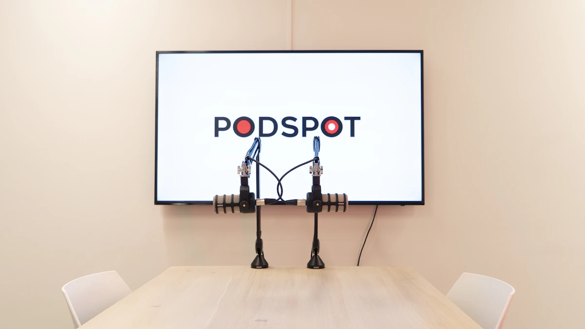 Microphones set up for a press conference
