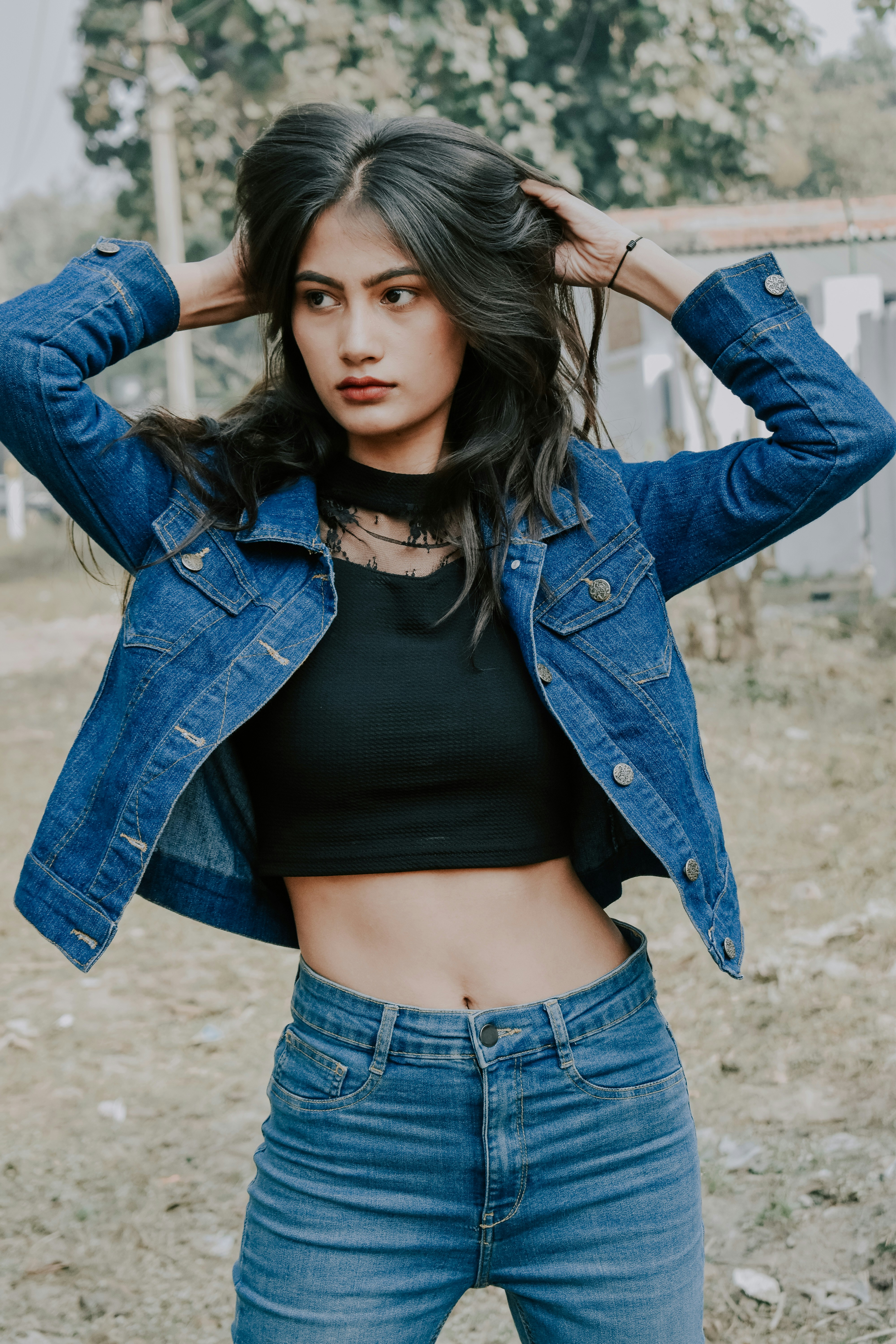 crop top and jeans