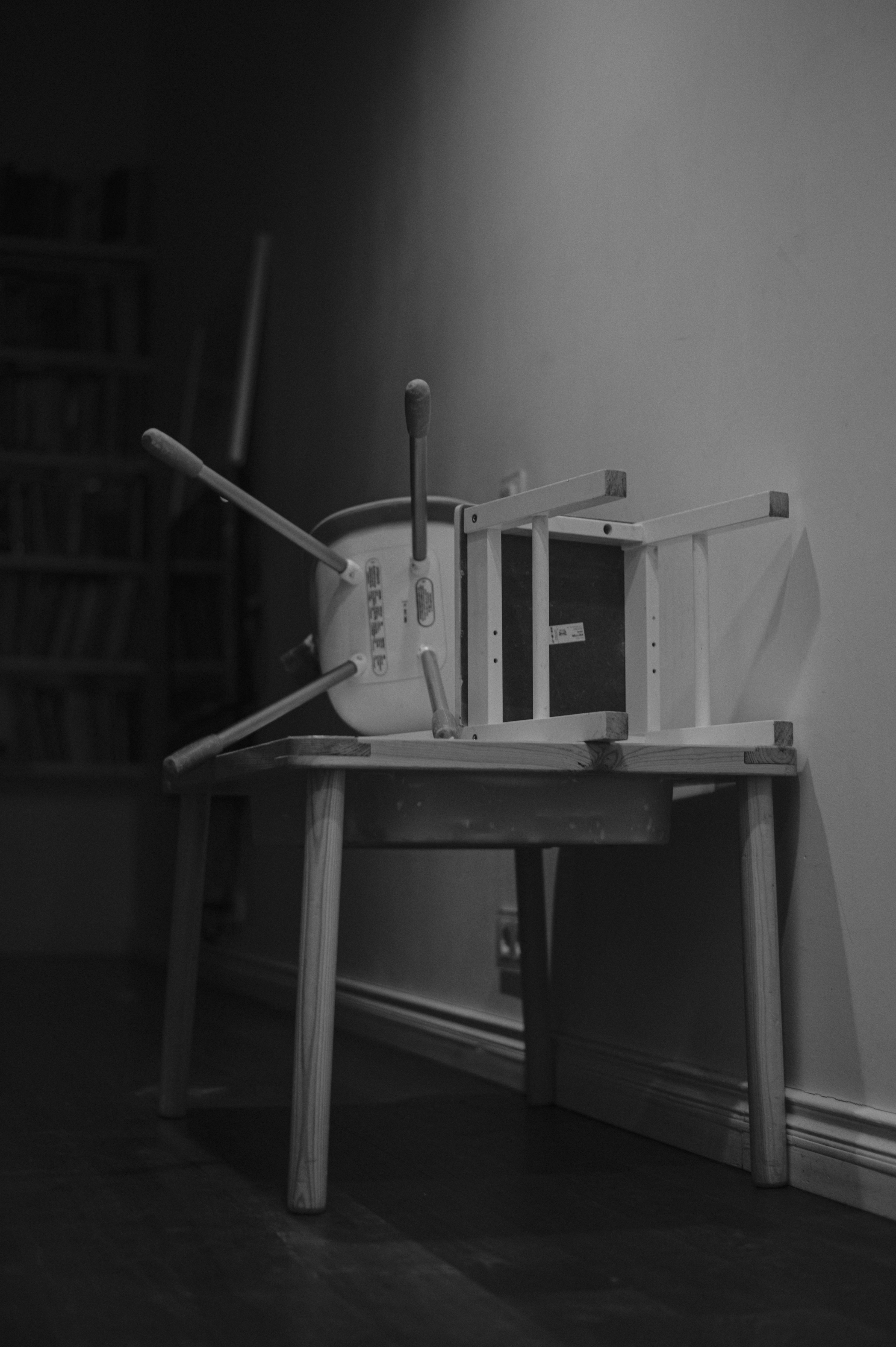 white and black wooden table