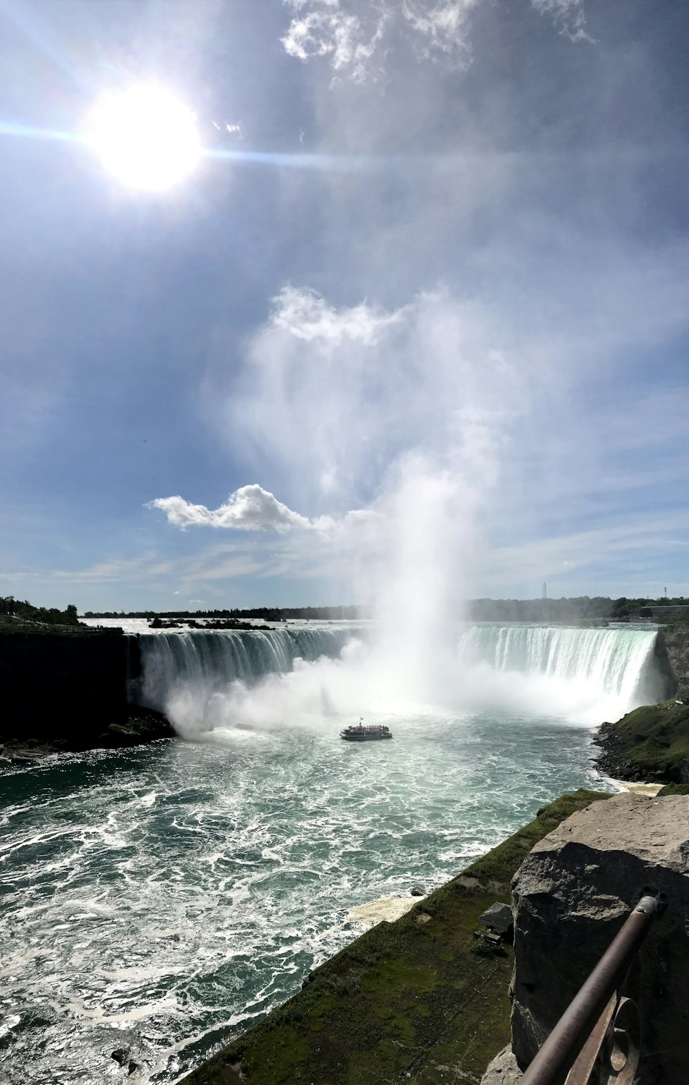 waterfalls under blue sky and white clouds during daytime