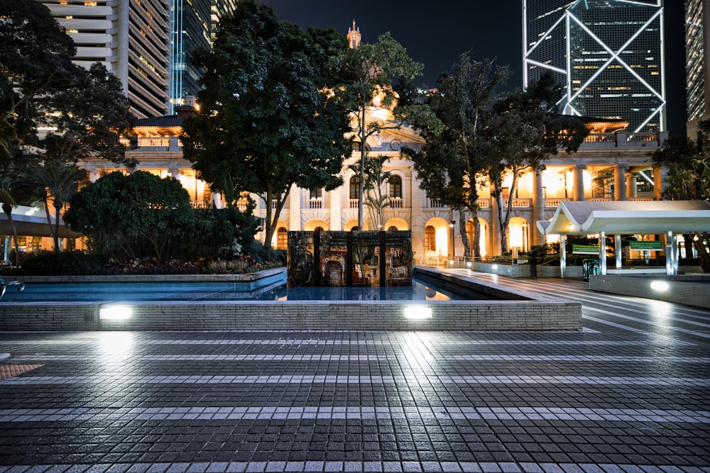 people walking on street during night time