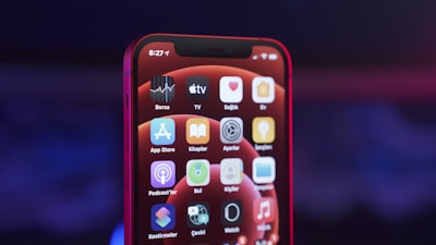 black iphone 4 showing icons